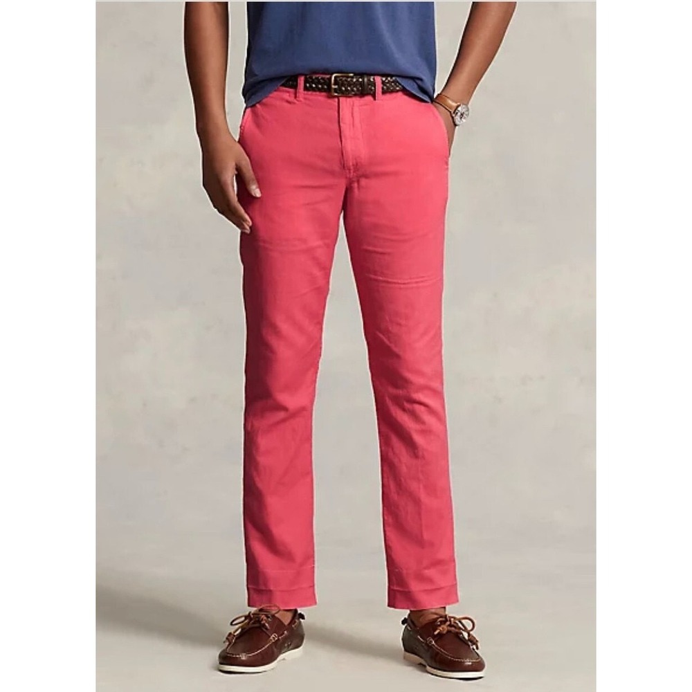 Polo Ralph Lauren Straight Fit Linen Cotton Pants Coral Pink Size 34x34